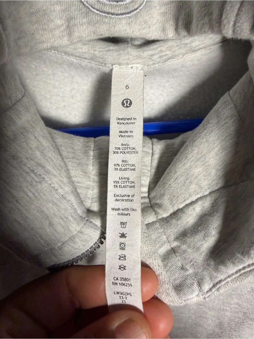 lululemon athletica Light Gray Zip Hoodie with Hood